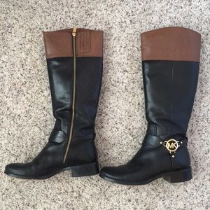 Michael Kors Leather Two-Tone Riding Boots